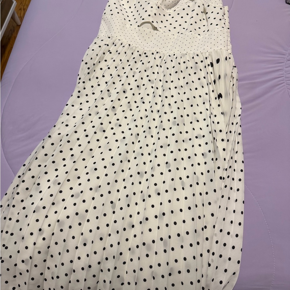 Banana Republic White and Black Polka Dot High Low Dress